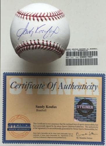 Sandy Koufax חתימה בייסבול NL, Steiner COA, Hologram MLB - כדורי חתימה