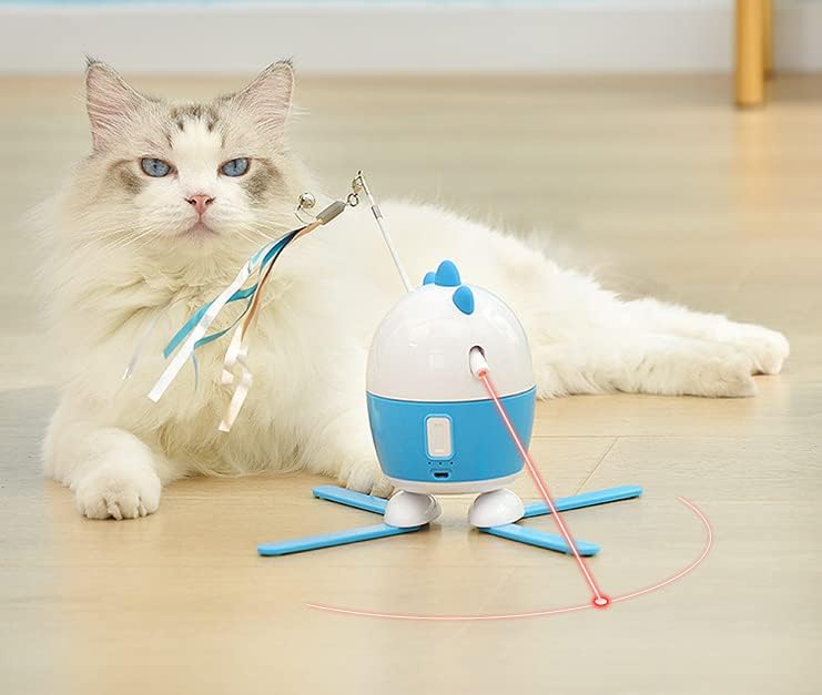 צעצוע נוצה של Ladumu חתול עם 3 מהירות אביזרי חיות מחמד חשמלי לחתול אינטראקטיבי טיזר חיית מחמד צעצוע לאימונים 360 סיבוב עם נוצה