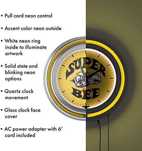 סימן מסחרי חדר משחקים דודג ' כרום כפול רונג ניאון שעון-סופר דבורה