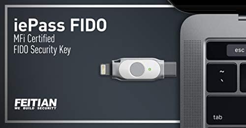 Feitian IEPASS K44 מחבר כפול -מחבר iOS USB אבטחה מפתח אבטחה - שני גורמים אימות - USB -C + Lightning - FIDO U2F +