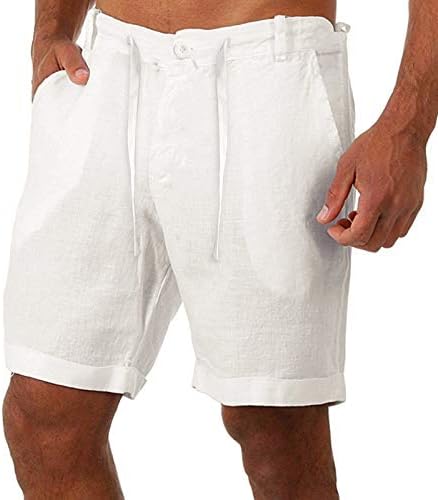 ללבוש אתלטי לגברים מכנסי מותניים במותניים כותנה שרוך כותנים כפתורי כיסים גברים מכנסיים קצרים תלבושת קיץ