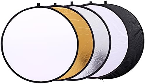 5 ב 1 תמונה וידאו מחזירי 12 אינץ מתקפל רב דיסק אור עגול צילום רפלקטור עם תיק-שקוף, כסף, זהב, לבן ושחור
