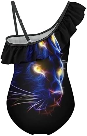חתול עשב שחור פנתר בחושך בנות חתיכה אחת בגד ים 3 ד מודפס לפרוע בגדי ים פרחוני בגד ים