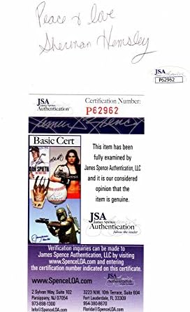 שרמן המסלי חתום-כרטיס אינדקס בגודל 3 על 5 אינץ 'חתום - הג' פרסונים-נפטר 2012-תעודת מקוריות של ג ' יי. אס. איי
