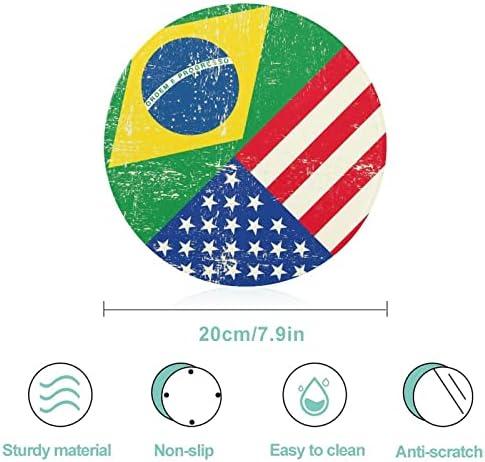 ברזיל וארה ' ב דגל מודפס עגול חיתוך לוח זכוכית חיתוך בלוקים מחצלות מזון מגש לבית מטבח קישוט
