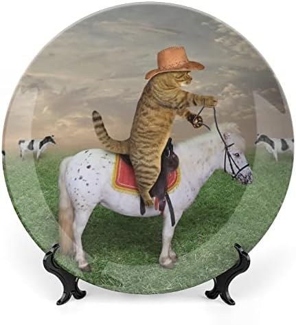 סוס חתול מצחיק סוס עצם מצחיק סין צלחת דקורטיבית צלחות קרמיקה עגול