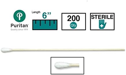 פוריטני רפואי 6& 34; ספוגית כותנה סטנדרטית סטרילית עם ידית עץ-25-806 2 וואט-2 לכל קופסת 200