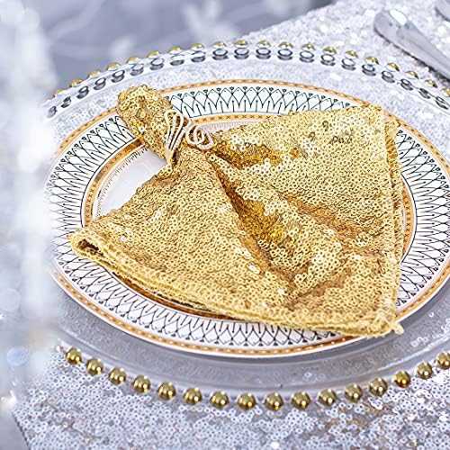 Juya Delight Sequin מפיות מפיות בד מפיות לחתונה חג ההודיה לחג המולד מסעדה קישוט 12 יחידות 12x12 אינץ 'מפית זהב מפית ……