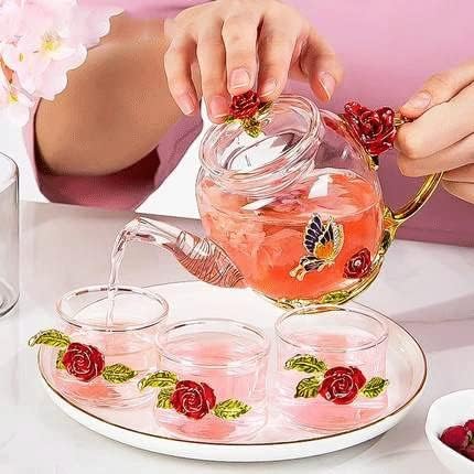קומקום קומקום קומקום-קומקום-פרח פרחים פרפר פרחים תה זכוכית