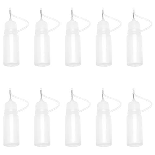 לינד מטבח 10 יחידות 10 מל בקבוק קצה מחט לבן, בקבוק מוליך קצה, כלי רכיבה, בקבוק פלסטיק מחט מתכת דיוק קצה קצה בקבוקי בקבוקי