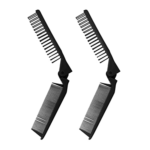 לואיז מליס 2 יחידות ניידות ניידות מתקפלות מסרק שיער הגדר שיניים רחבות אנטי-סטטיות ושן עדינה שן כפול כפול לגברים ונשים