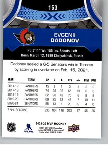 Evgenii dadonov 2021-22 סיפון עליון MVP כחול 163 ננומטר+ -MT+ SENATERS HOCKEY NHL
