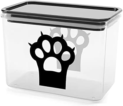 גדול שחור חתול כפת אחסון מכולות ברור פלסטיק תיבת עם מכסים לשימוש חוזר פחי למטבח דגנים חטיפים יבש מזון ג '