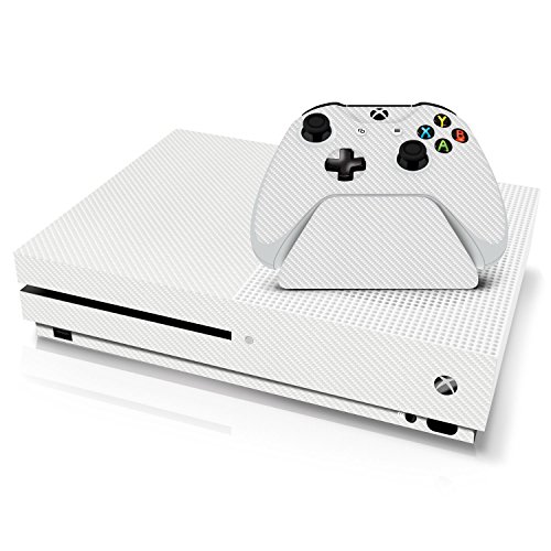 ציוד מבקר מורשה רשמית סיבי פחמן לבנים - קונסולת Xbox One S, בקר ועמד