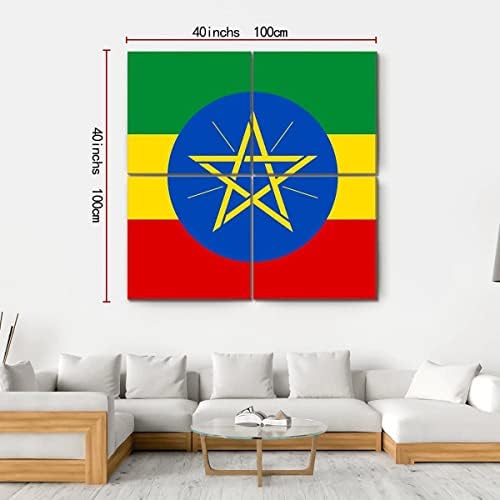 דגל Ergo Plus of Ethiopia אמנות קיר מדהים ציור מתוח מוכן לתלות לעיצוב הבית - מושלם לגלריית הסלון קיר