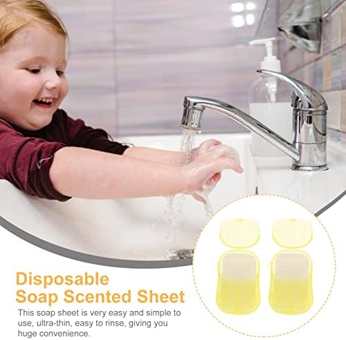 Doitool 2boxesshess גיליונות ריחניים אמבטיה טיולים ניידים ניירות נייר צהוב ניירות סבון לפרוסות שטיפת פתיתי יד