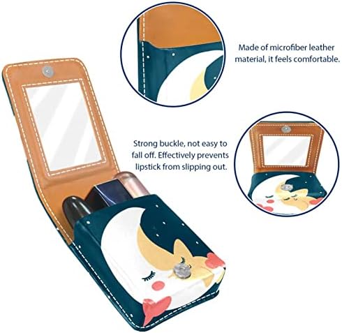 מקסים כוכב ירח גלוס מחזיק שפתון מקרה נייד איפור תיק נסיעות שפתון ארגונית מקרה עם מראה מיני שפתון תיבת אחסון עבור נשים