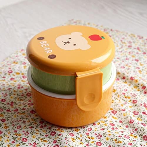קופסת ארוחת צהריים חמודה של בעלי חיים חמודה יפנית שכבה כפולה עגולה עגולה מיני בנטו קופסת ילדים קופסת פירות