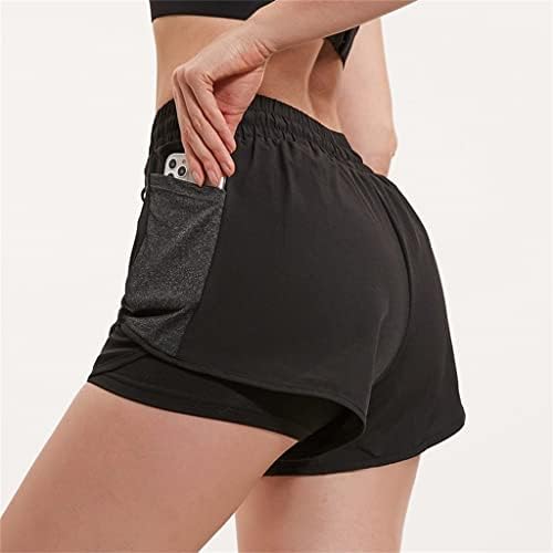 מכנסיים קצרים לנשים ברשת מכנסי יוגה קצרים מהיר של Eith יבש רגל רחבה ומכנסי ספורט מרופדים