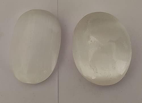 Sharvgun טבעי לבן סלניט אבן אבן ריפוי צ'אקרה דאגה אבן 55-60 ממ אבן דקל מטען אבן חן