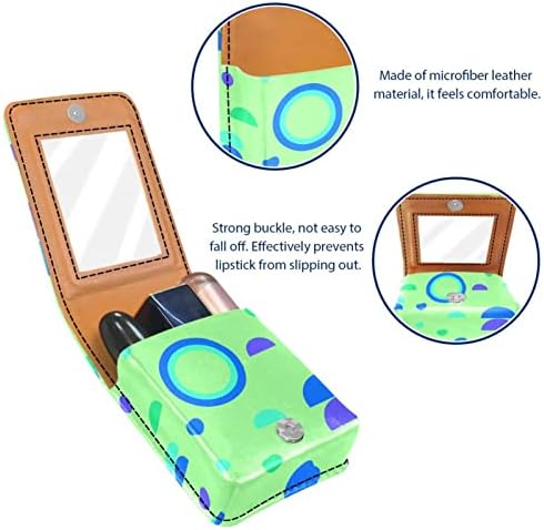 מארז שפתון Oryuekan עם תיק איפור נייד חמוד חמוד כיס קוסמטי, דפוס קריקטורה כחול ירוק