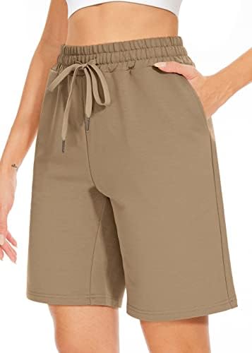 טארס נשים של ברמודה מכנסיים קצרים ארוך כותנה רופף עם כיסים הברך אורך עבור יוגה מזדמן הליכה תרגיל מכנסיים קצרים