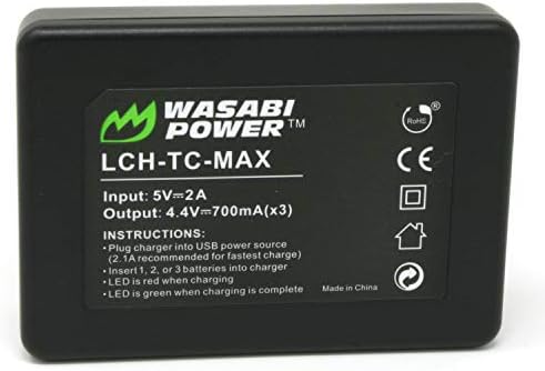 החלפת חשמל Wasabi למטען סוללות מקסימום של GoPro ו- GoPro ACDBD-001, ACBAT-001