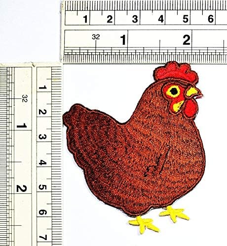 סט טלאי של אוממה של 3 עוף חום רקום טלאי עוף תרנגול תרנגולת חיות חמוד קריקטורה ילדים תפור ברזל על טלאים בגדים שמלת שמלת