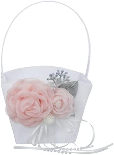 עבאודם מתנת סט לבן סל לבן סל חתונה פרח סל עלה כותרת אחסון סל כף יד פרח ילדה סל חתונה דקורטיבי סל פרח עלי כותרת