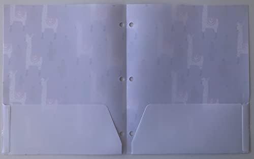 חבילה של 2: הלמה וקקטוס עיצוב פולי כיס תיקיות: 3-חור אגרוף 2-כיס עיצוב