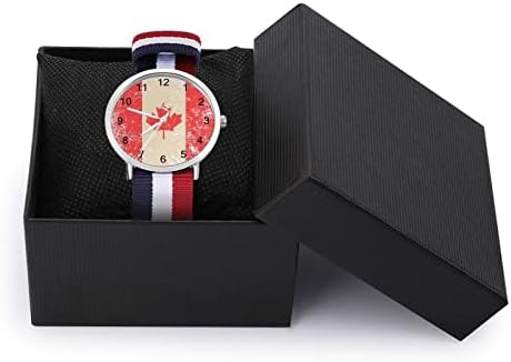 קנדה רטרו דגל רך ארוג רצועת שעון סגסוגת שעון עם ניילון רצועת יום הולדת מתנות לגברים נשים
