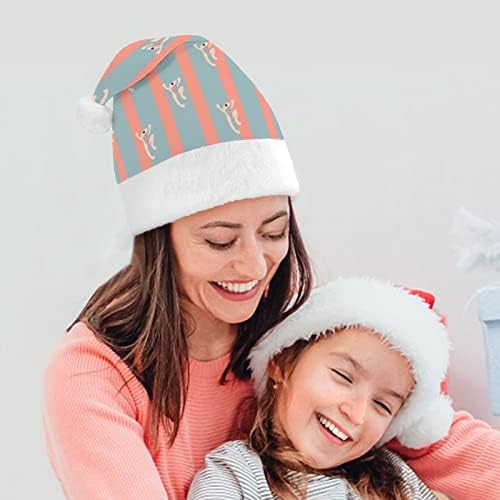 חמוד צפרדע כחול וורוד פסים מצחיק חג המולד כובע סנטה קלאוס כובעי קצר קטיפה עם לבן חפתים עבור חג המולד מסיבת חג אספקת קישוט
