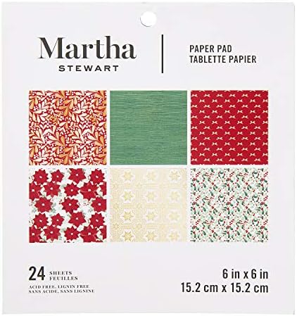 מרתה סטיוארט נייר כרית נייר אדום/לבן/ירק 6x6 נייר נייר, 6X6 אינץ ', רב צבעוני