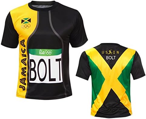 גברים ספורט אוסיין בולט ריו טס חולצה ג'רזי ג'מייקה