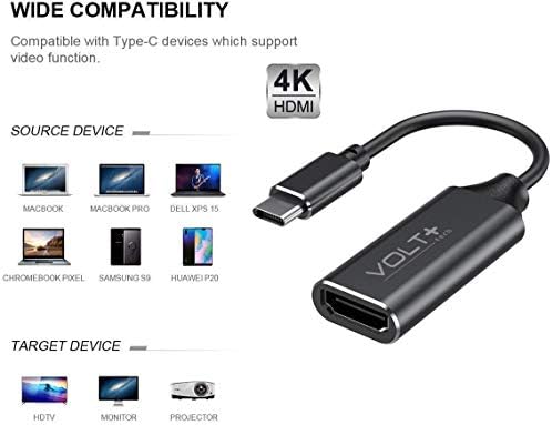 עבודות מאת Volt Plus Tech HDMI 4K USB-C ערכת תואם ל- TCL 85x925PRO מתאם מקצועי עם פלט דיגיטלי מלא של 2160p, 60