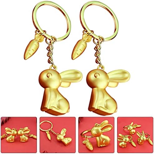 Pretyzoom ארנב פסחא מחזיק מפתחות גלגל המזלות ארנב פסל מפתח טבעת טבעת ארנב גזר קישוט פרס פרס ציד ביצים