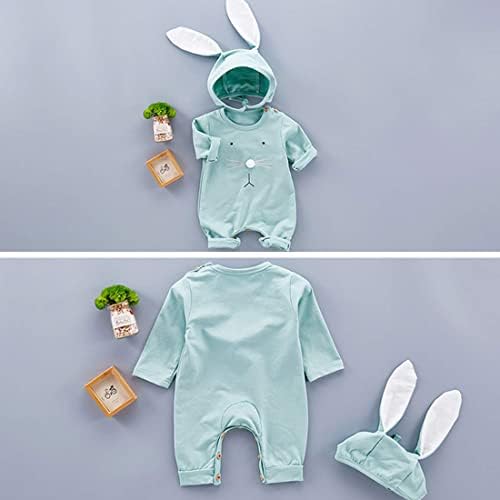 פיות תלבושות פסחא פסחאיות ארנב תינוקות ארנב ארנב סרבל בגד גוף עם כובע כובע תינוקות נולד בנות 0-18 מ '