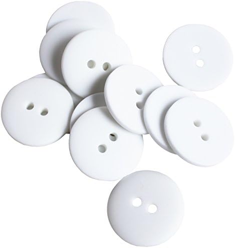 Raanpahmuang כפתורים לבנים גנריים 1 אינץ ', כפתורי פלסטיק לתפירה, מבוסס גיר, גימור מאט, כפתורי חור בגודל 2