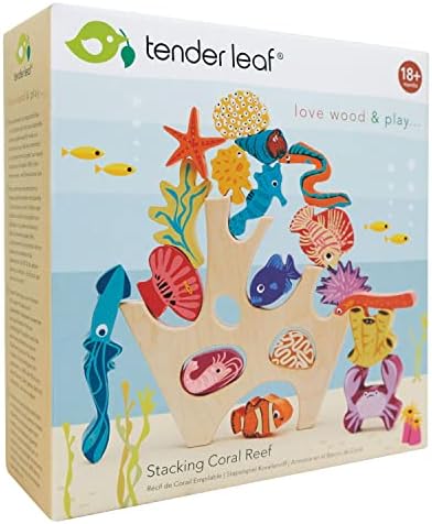 מכרז עלה צעצועי-לערום אלמוגים שונית-צבעוני עץ לערום אלמוגים שונית צעצוע סט שיפור איזון פעילויות צעצוע לילדים 18 חודשים+