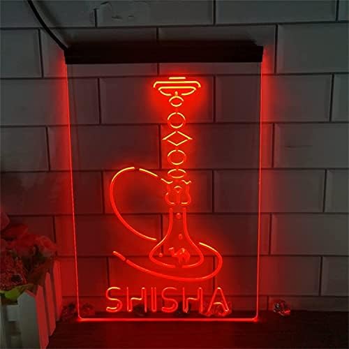 Dvtel Custom Shisha Shop שלט ניאון, עמעום USB 3D תצוגת אורות ניאון לקישוט קיר לקישוט נרגילה אורות לילה, ירוק, 30x40 סמ.