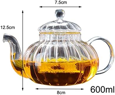 SDFGH 600 מל צורה מפוספסת קומקום זכוכית פרח עם תה תה צמחים חום צמחים סיר זכוכית סיר פרח תה.