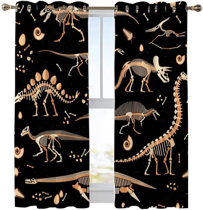 וילונות אורמיס אפלים לילדים לחדר דינוזאור דפוס וילון עיצוב לחדר שינה מחשיך וילון חלון מבודד תרמי W42 x L84,2 לוחות
