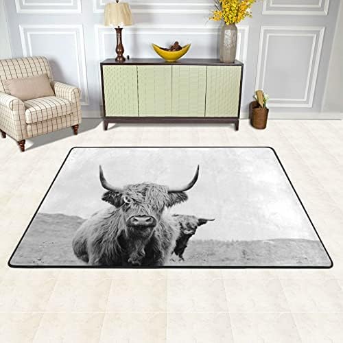 פרה סקוטית היילנד שטיחים שטיחים גדולים של שטיחי פליימט שטיחים לילדים משחק חדר שינה חדר חדר שינה 72 x 48 אינץ ', שטיח תפאורה
