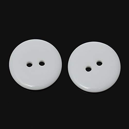 100 יח ' - כפתורים לבנים של 25 ממ, כפתורים עגולים בגודל 1 אינץ', כפתורי שרף שני חור 1 אינץ ', כפתורי פלסטיק, 2 לחצני