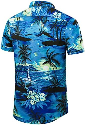 גברים של הוואי חולצה קצר שרוולים מודפס כפתור למטה קיץ חוף שמלת חולצות