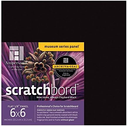 Ampersand Art Supply Scratch Art Panel Series Service לוח שריטות, עומק 1/8 אינץ '3, 6x6 חבילה של 3