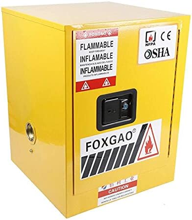GDRASUYA10 12 ליטר ארון אחסון בטיחות לנוזלים דליקים, צהוב אמצעי אחסון דליקה דליקה דליקה דליקה ארון דלת אש ארון אחסון בטיחות,