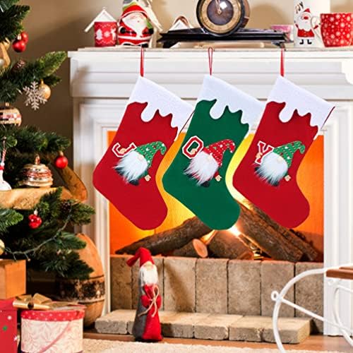 ABOOFAN 3PCS גרבי חג המולד GNOME STOVECTICS STOCKINGS שקיות מתנה ממתקים עץ חג המולד אח תלייה לקישוטים לחג המולד