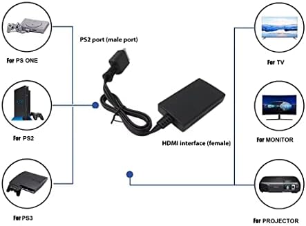 החלפת USONLINE911 לממיר PS2 ל- HDMI תואם לפלייסטיישן 1/2/3 1080p צג HDTV, מתאם וידאו HD תומך בקלט סינכרוני של שמע ווידאו,