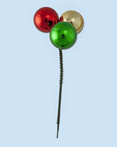קישוטי כדור חג מולד אטומים לחג המולד על בחירות קוויות - רב צבעוני: אדום, ירוק, אשכולות זהב - סט של 12